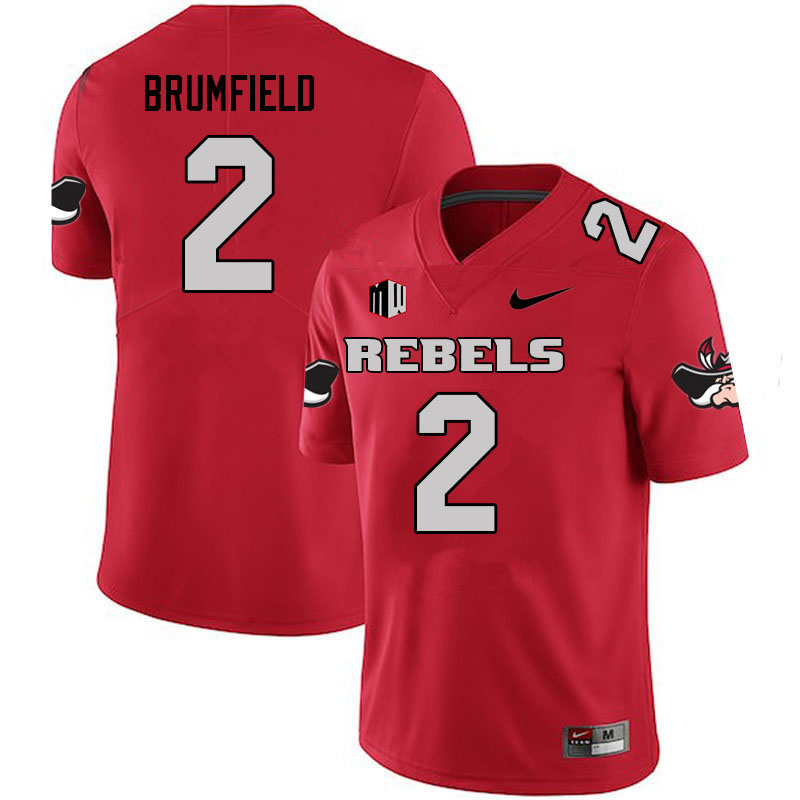 Men #2 Doug Brumfield UNLV Rebels College Football Jerseys Sale-Scarlet